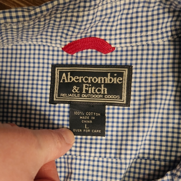 Abercrombie & Fitch blue and white long sleeve button down shirt Size La… - Picture 2 of 8